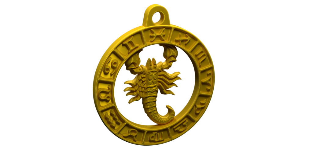 Diseño 3d de medalla zodiacal de escorpio