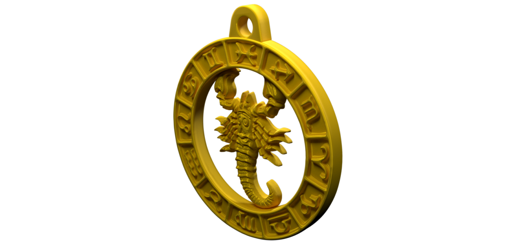 Diseño 3d de medalla zodiacal de escorpio