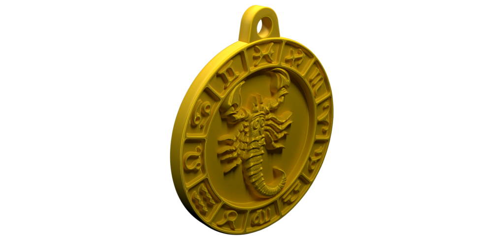 Diseño 3d de medalla zodiacal de escorpio