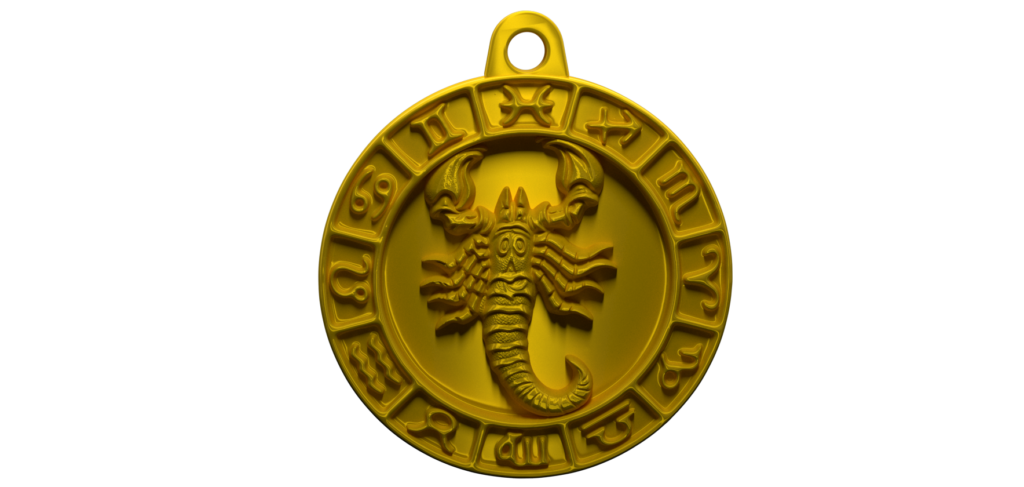 Diseño 3d de medalla zodiacal de escorpio